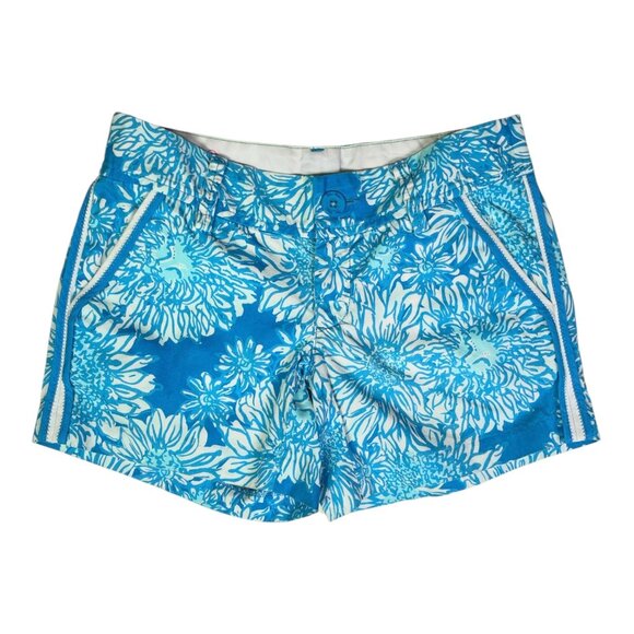 Lilly Pulitzer Size 000 The Callahan Short Blue Turquoise Floral Print - Picture 1 of 8